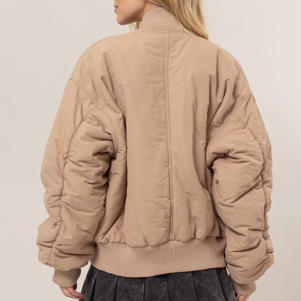 Oversized Bomber Puffer Jacket | CREAM - Picture 5 of 6